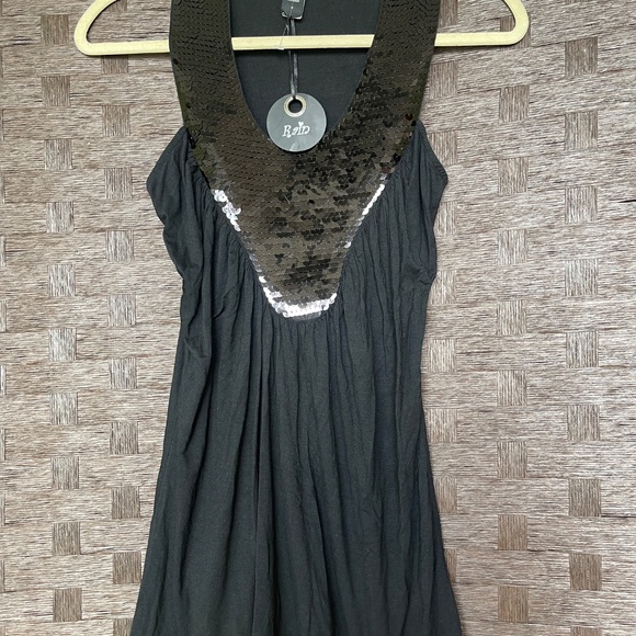 Rain Black Sequin Deep-V Tunic Tank Top – Size S–NWT - Picture 2 of 5